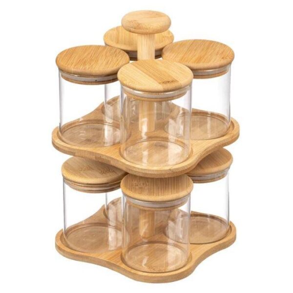 Étagère à épices, organisateur d'épices, étagère à épices rotative, bocaux à épices, cuisine, organisation de la cuisine, bambou, stockage des épices, accessoires de cuisine