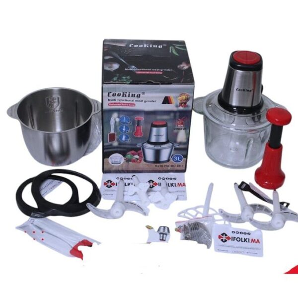 Hachoir à viande, hachoir électrique, hachoir à légumes, robot culinaire, appareils de cuisine, Cooking, bol en verre, acier inoxydable, 2000W