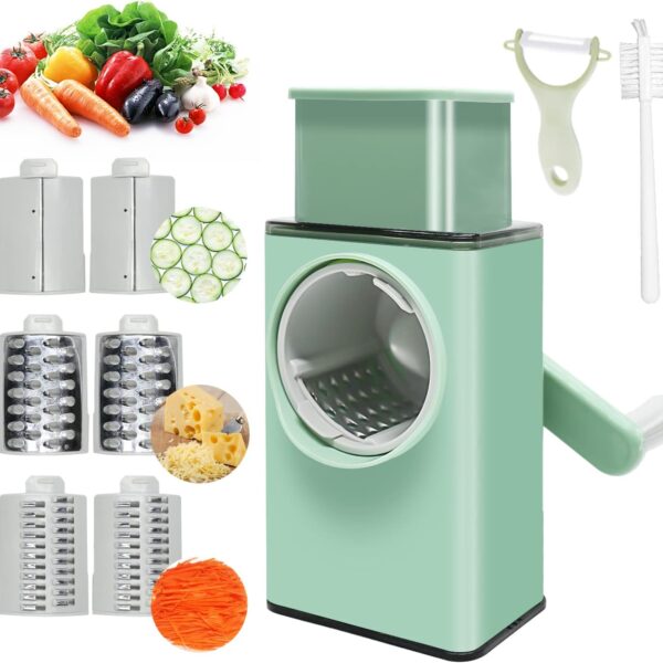 âpe à Fromage Rotative 3 en 1 - Coupe-Légumes Spiralé, Lames Interchangeables
